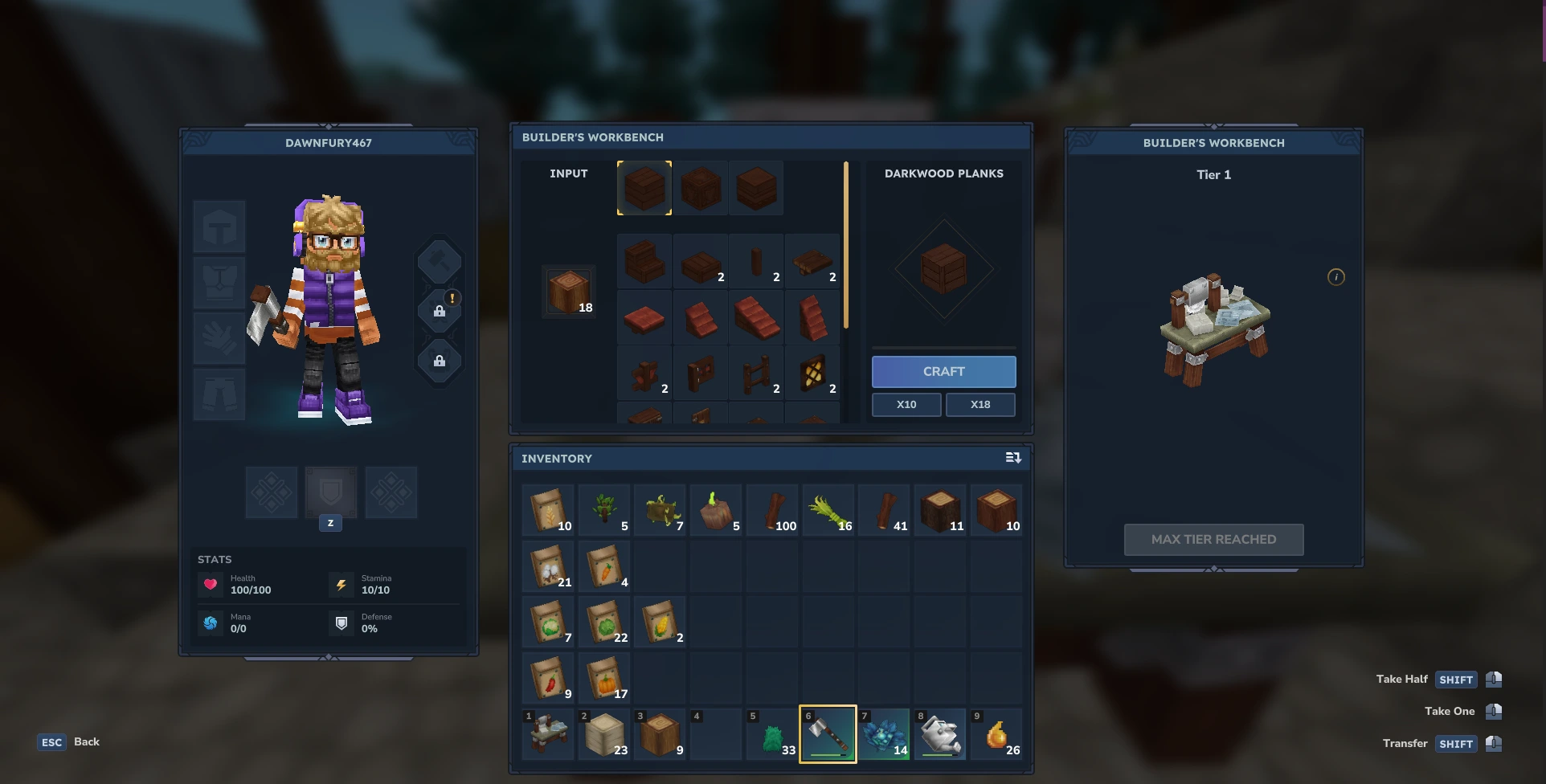 Hytale Darkwood Crafting screenshot