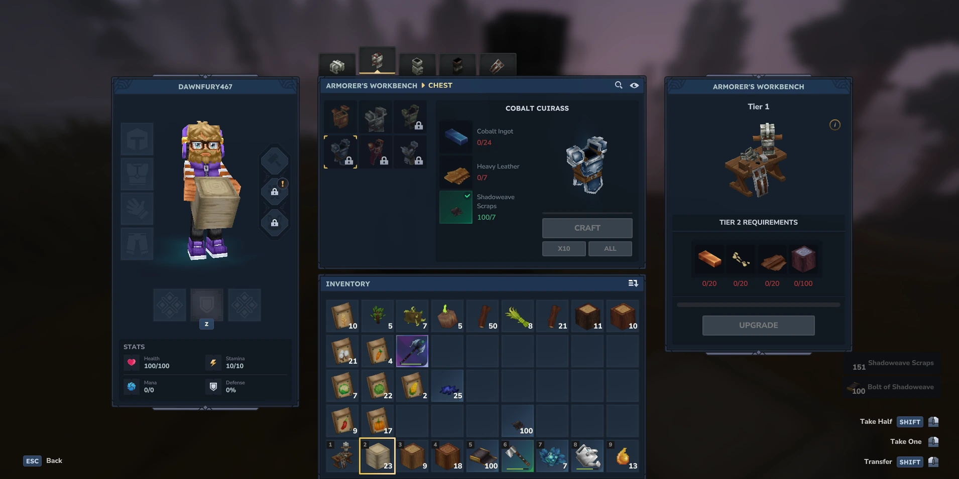 Hytale Crafting with Shadoweave Scraps