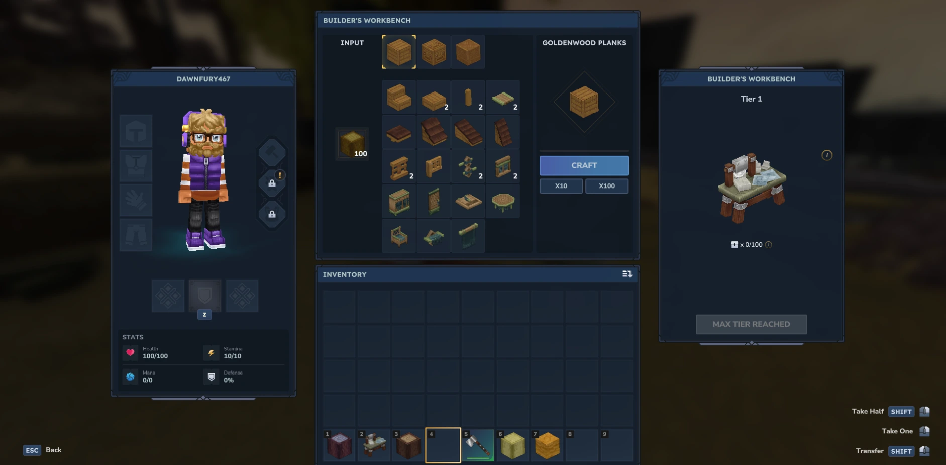 Hytale Goldenwood Crafting screenshot