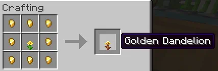 Minecraft Golden Dandelion Recipe