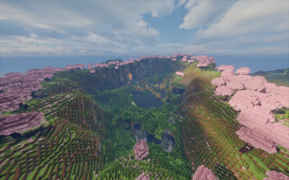 Village Minecraft Seeds: Cherry Valley Village Screenshot