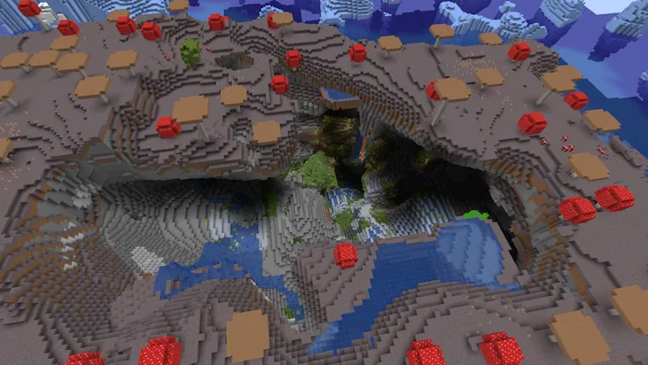 Minecraft Exposed Lush Cave on Mushroom Island Screenshot