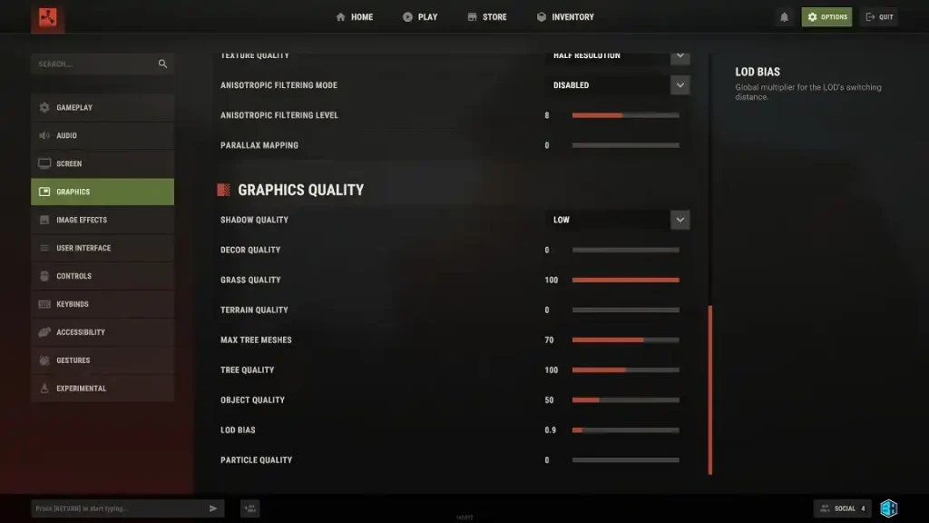 Rust Graphics Quality Settings