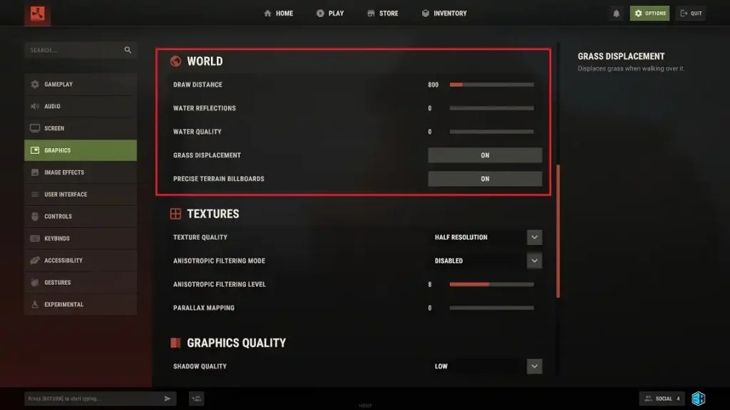 Rust World Settings