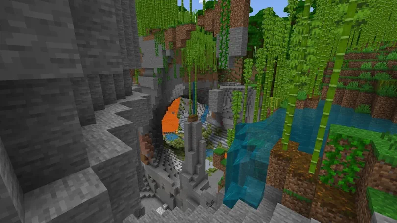 Minecraft Bamboo Jungle & Exposed Lush Cavern Screenshot