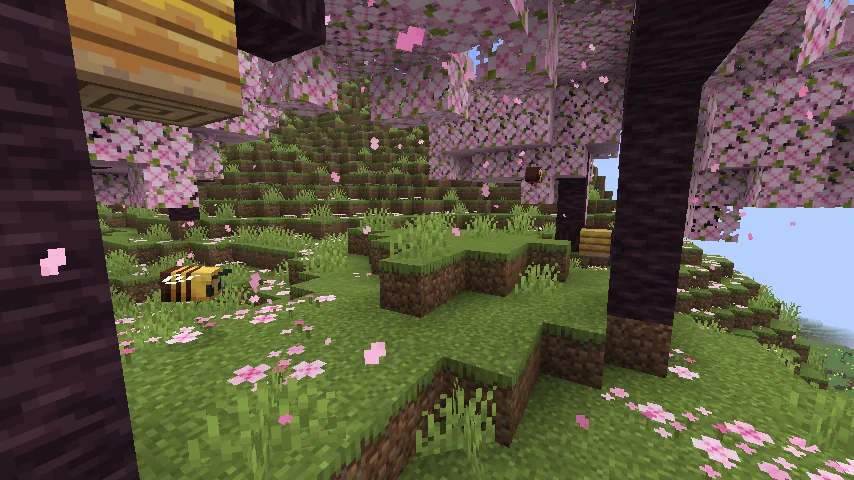 Minecraft Bees in Cherry Blossom Biome Screenshot
