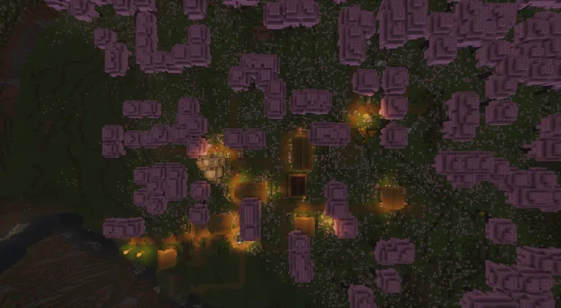 Minecraft Cherry Blossom Village Screenshot From Above