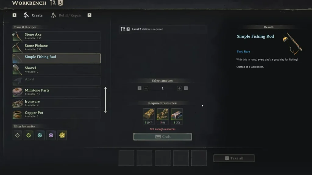 Windrose Crafting Fishing Pole screenshot