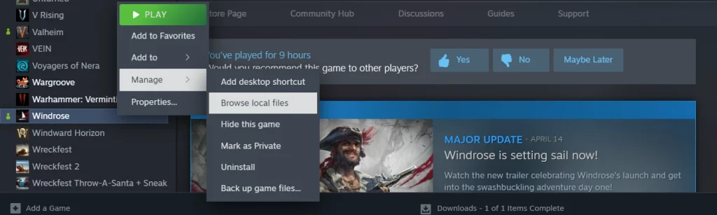 Windrose Browse Local Files screenshot