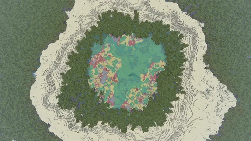 Sulfur Caves Biome Surrounded by Mangrove Swamp Biome Ring and Desert Biome Ring Screenshot