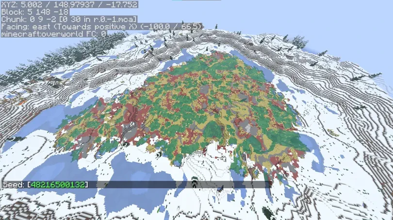 Minecraft Sulfur Caves Biome Surrounded by Snow Biome Screenshot