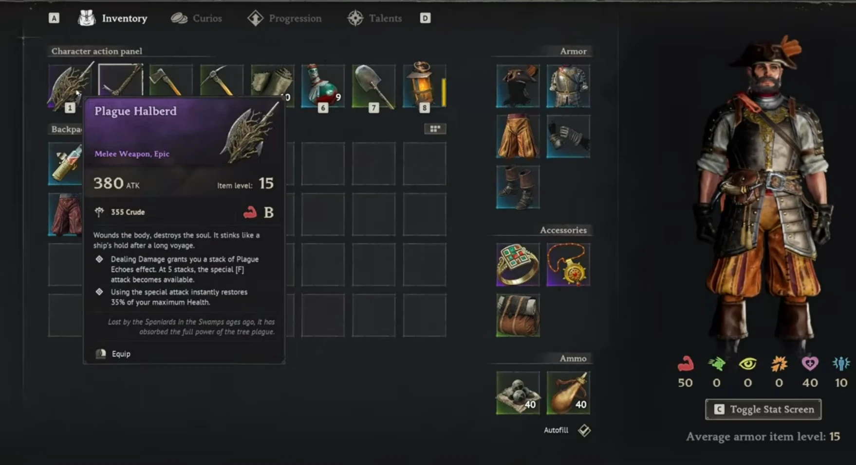 Windrose Plague Halberd Inventory screenshot