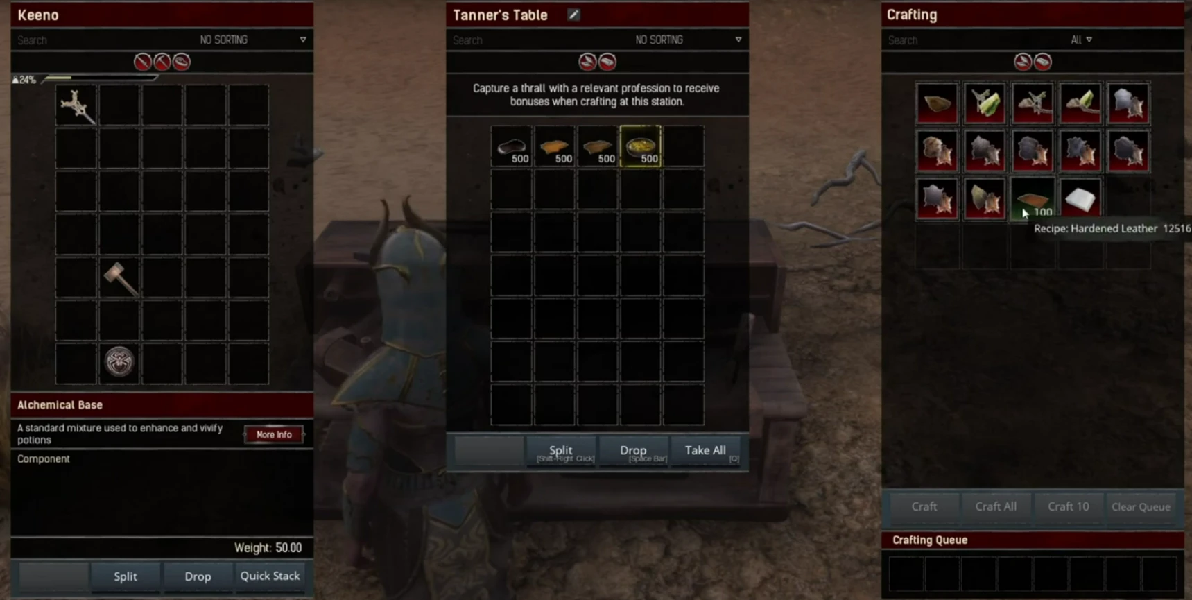 Conan Exiles Crafting Hardened Leather screenshot