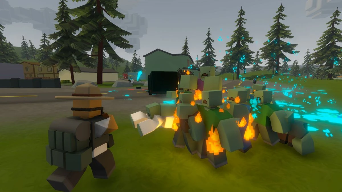 Unturned Player Fighting Mob of Zombies screenshot