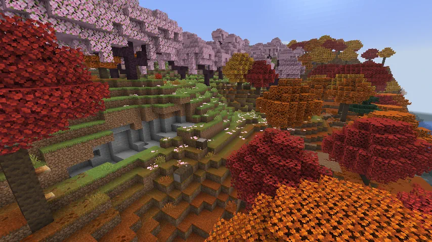 Minecraft Dappled Forest & Cherry Blossom Biome Screenshot