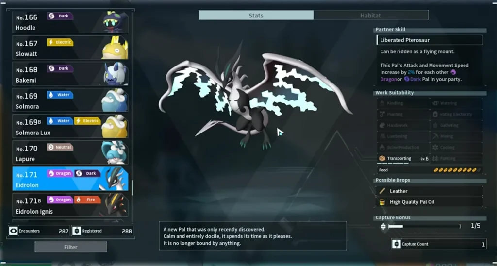 Palworld Eidrolon Paldeck screenshot