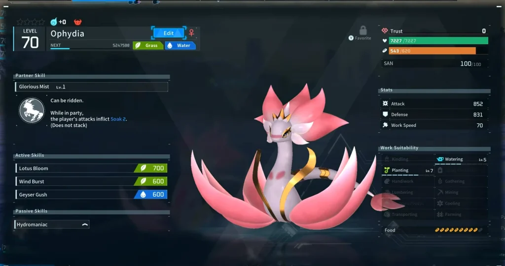 Palworld Ophydia Paldeck screenshot