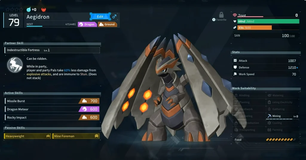Palworld Aegidron Paldeck screenshot
