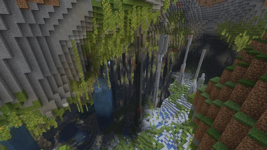 Minecraft Exposed Lush Cave With Giant Underground Entrance Screenshort