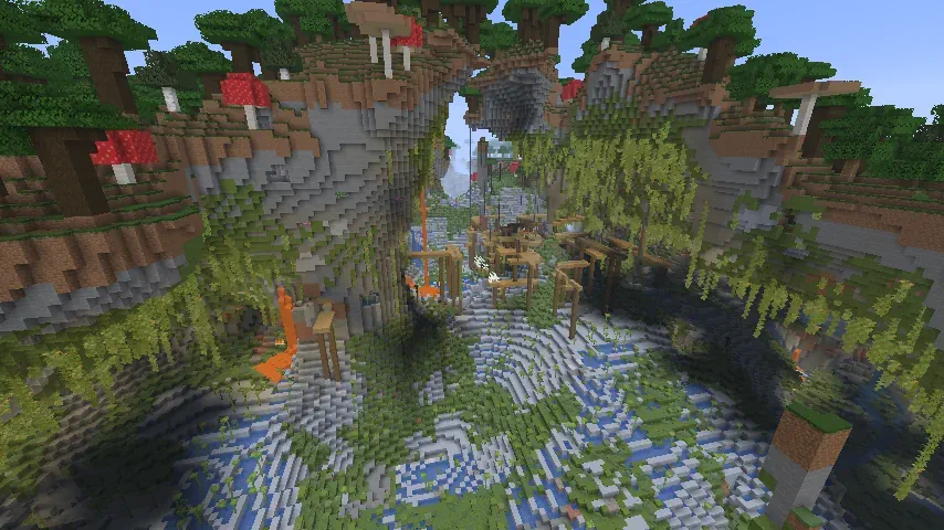 Minecraft Exposed Lush Cave & Mineshaft Screenshot