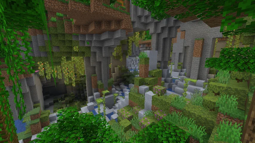 Minecraft Exposed Lush Cave With Natural Stone Pillars Screenshot