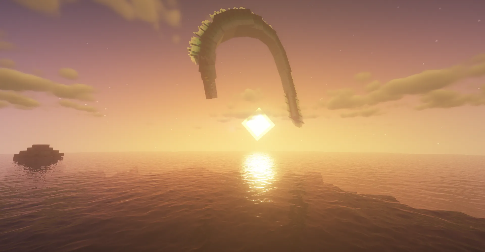 Minecraft Sea Serpent Jumping Over Sunset Screenshot
