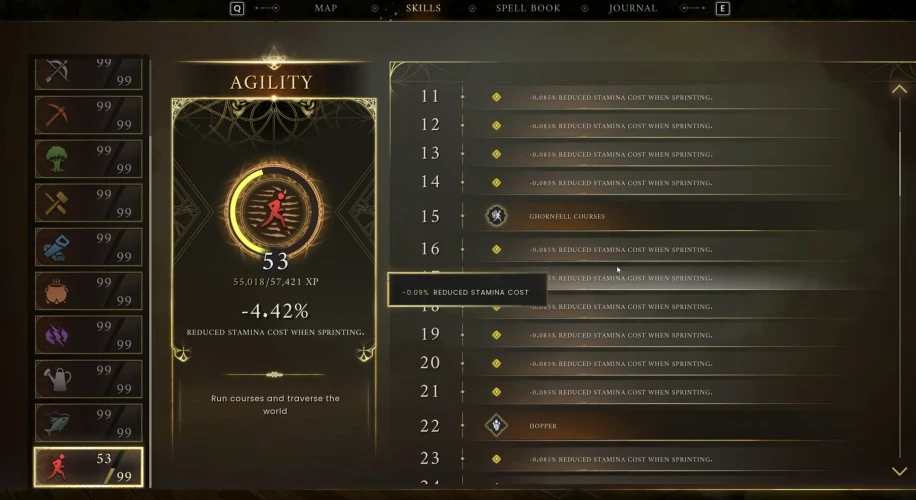 RuneScape: Dragonwilds Agility Screen