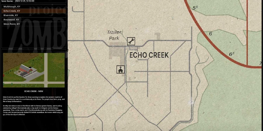 Project Zomboid Echo Creek Map screenshot