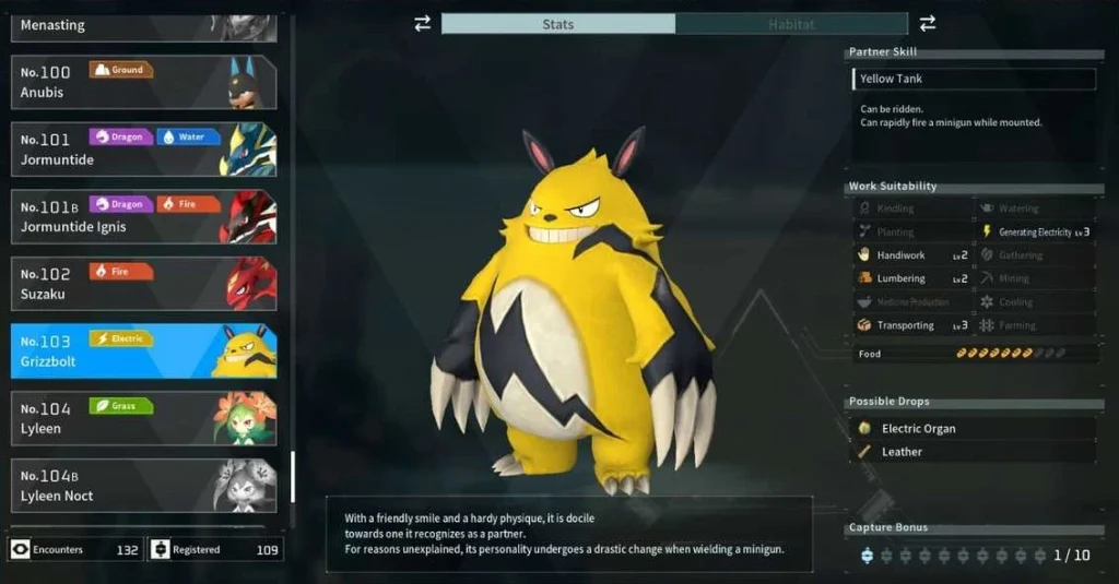 Palworld Grizzbolt Paldeck screenshot