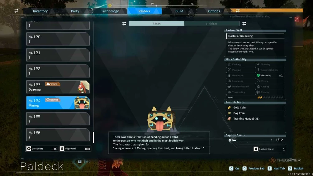 Palworld Mimog Paldeck screenshot