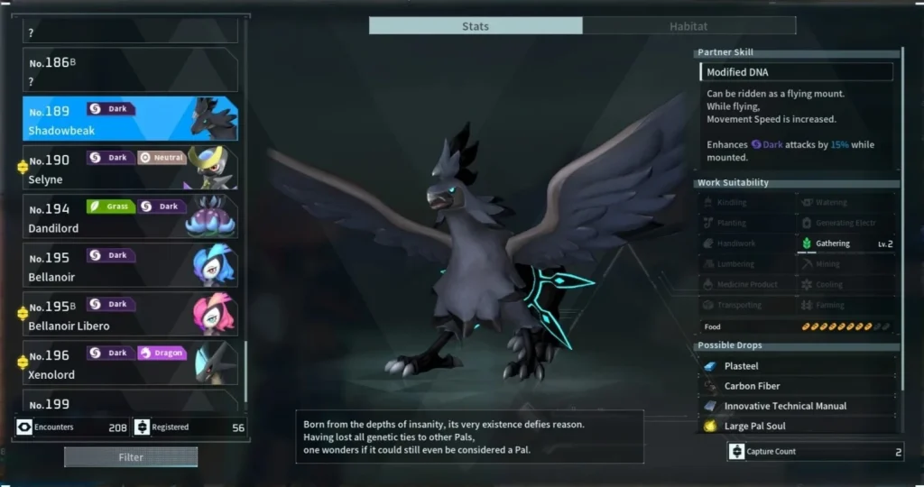 Palworld Shadowbeak Paldeck screenshot