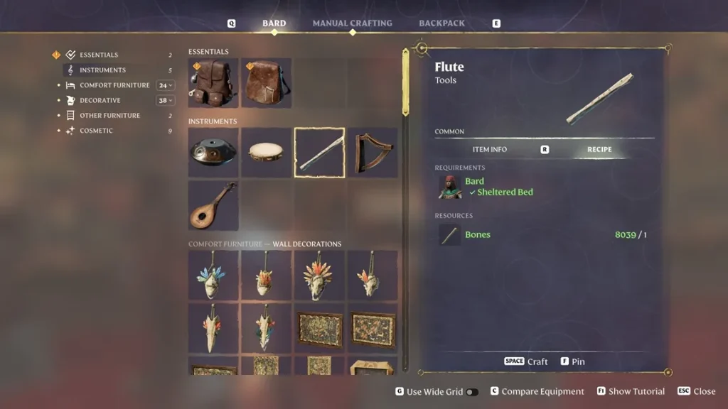 Enshrouded Bard Crafting