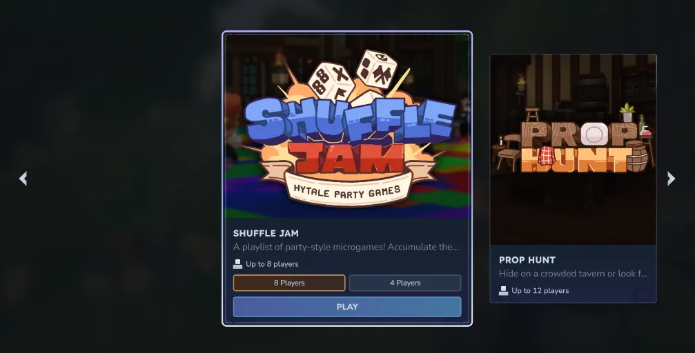 Hytale Minigame Select Screen