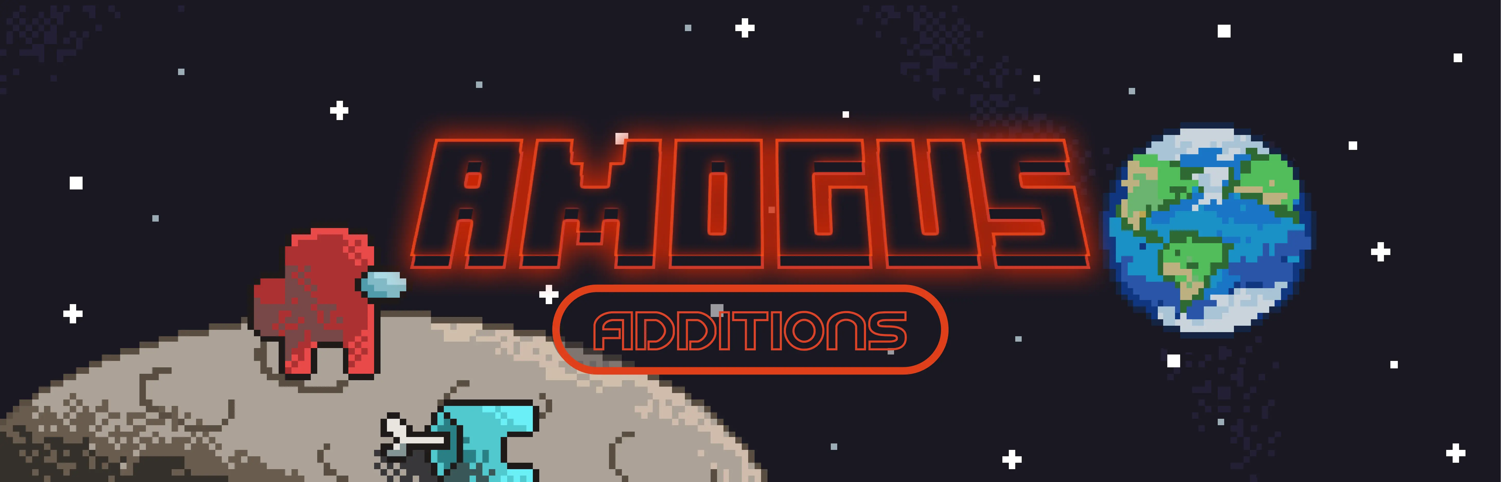 Amogus logo of a crewmate standing on the moon looking at Earth