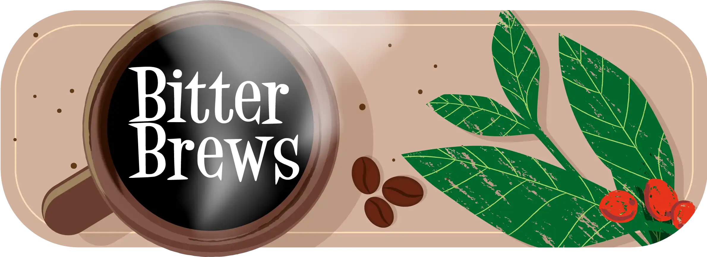 Banner for Bitter Brews. Contains a cup of tea with the text "Bitter Brews" inside of it.