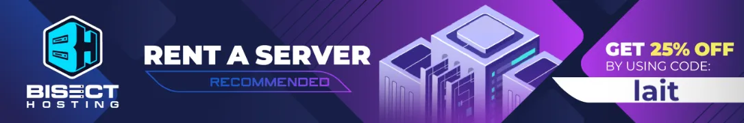 BisectHosting partnership program, code lait for 25% discount on a gaming server