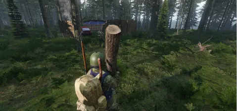 dayz character carrying a log