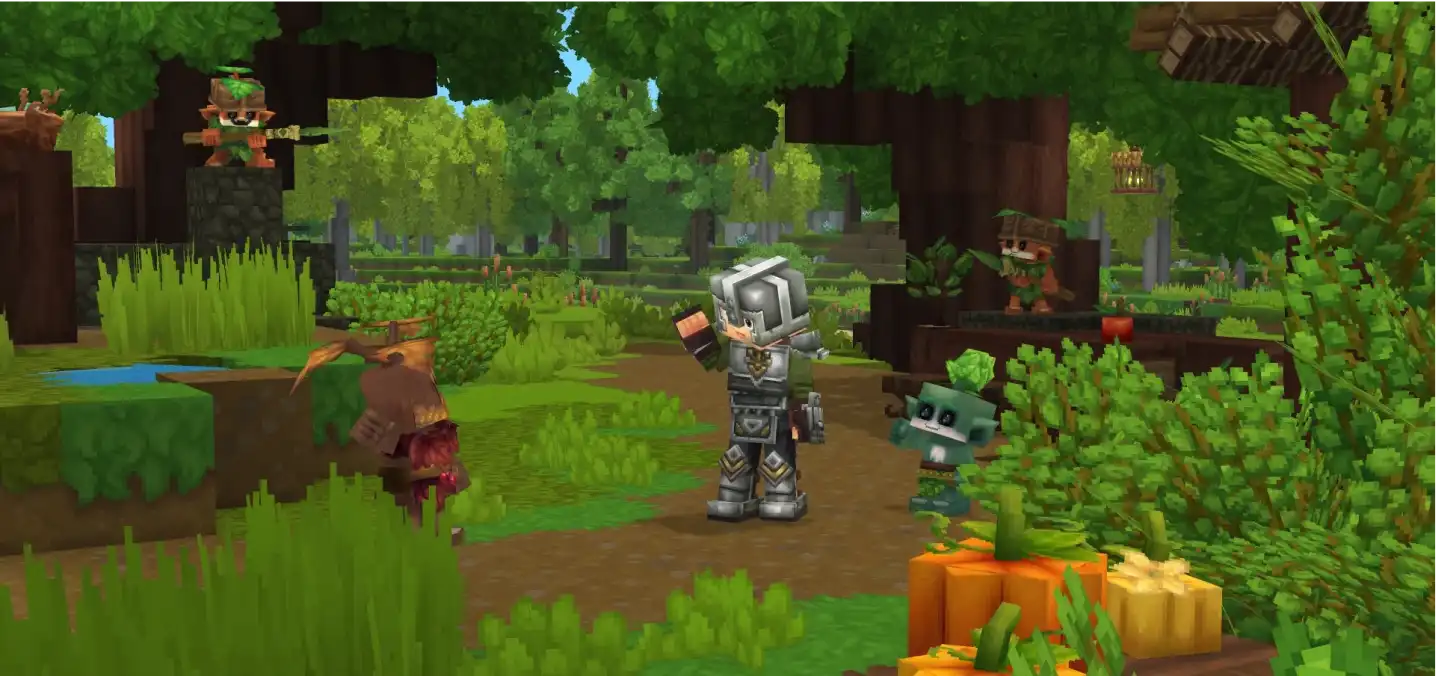 a hytale character in the woods