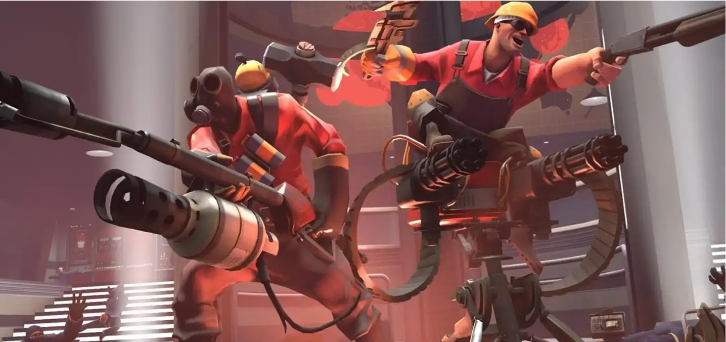 two tf2 players wielding weapons